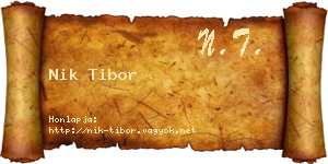 Nik Tibor névjegykártya